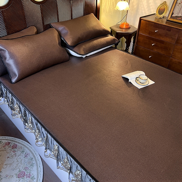 91家纺网 家纺一手货源 找家纺 网红馆（ck家纺） 2026新款床笠款冰藤席夏日记忆系列 深咖