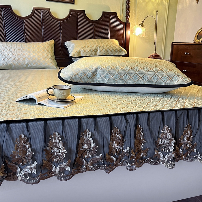 91家纺网 家纺一手货源 找家纺 网红馆（ck家纺） 2026新款床笠款冰藤席夏日记忆系列 豆青