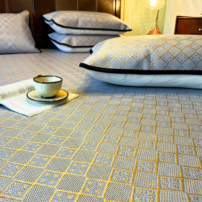 91家纺网 家纺一手货源 找家纺 网红馆（ck家纺） 2026新款床笠款冰藤席夏日记忆系列 烟色