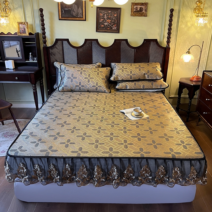 网红馆（ck家纺） 2026新款床笠款冰藤席夏日记忆系列 钴蓝