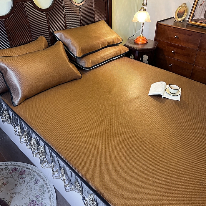 91家纺网 家纺一手货源 找家纺 网红馆（ck家纺） 2026新款床笠款冰藤席夏日记忆系列 栗棕