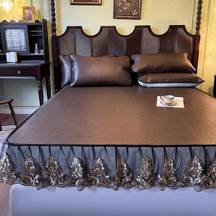 91家纺网 家纺一手货源 找家纺 网红馆（ck家纺） 2026新款床笠款冰藤席夏日记忆系列 深咖