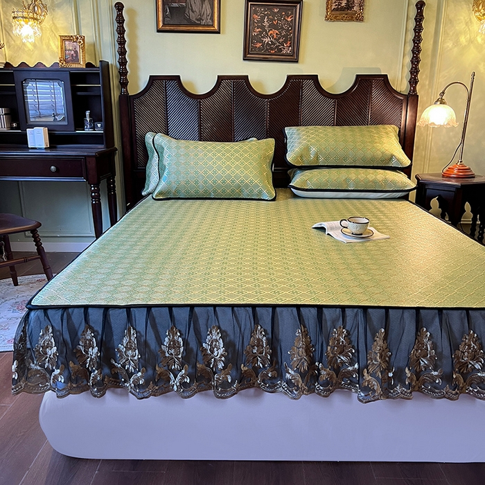 91家纺网 家纺一手货源 找家纺 网红馆（ck家纺） 2026新款床笠款冰藤席夏日记忆系列 葱绿