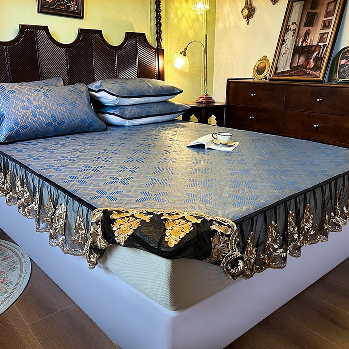 91家纺网 家纺一手货源 找家纺 网红馆（ck家纺） 2026新款床笠款冰藤席夏日记忆系列 蔚蓝