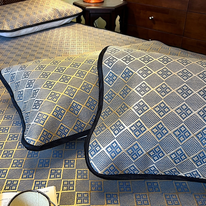 91家纺网 家纺一手货源 找家纺 网红馆（ck家纺） 2026新款床笠款冰藤席夏日记忆系列 花青