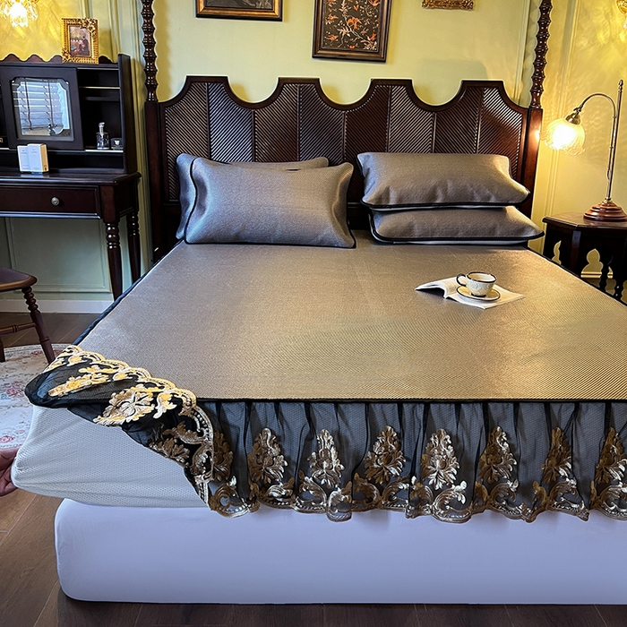 91家纺网 家纺一手货源 找家纺 网红馆（ck家纺） 2026新款床笠款冰藤席夏日记忆系列 灰咖