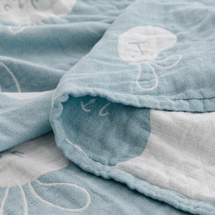 91家纺网 家纺一手货源 找家纺 朴尔家纺-毛巾被 2026春夏新款加厚三层水洗棉全棉纯棉纱布毛巾被夏被夏凉被空调被 灵动兔-兰