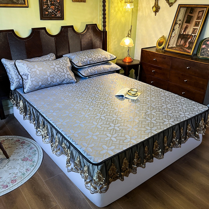 91家纺网 家纺一手货源 找家纺 网红馆（ck家纺） 2026新款床笠款冰藤席夏日记忆系列 雾清