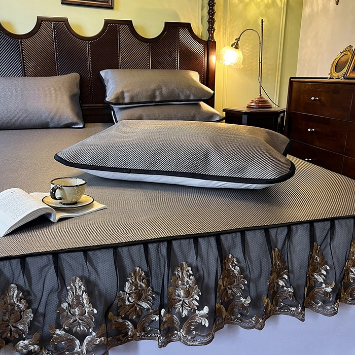 91家纺网 家纺一手货源 找家纺 网红馆（ck家纺） 2026新款床笠款冰藤席夏日记忆系列 灰咖