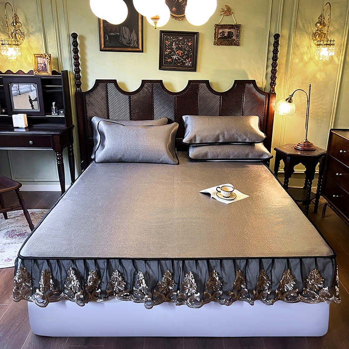 网红馆（ck家纺） 2026新款床笠款冰藤席夏日记忆系列 灰咖