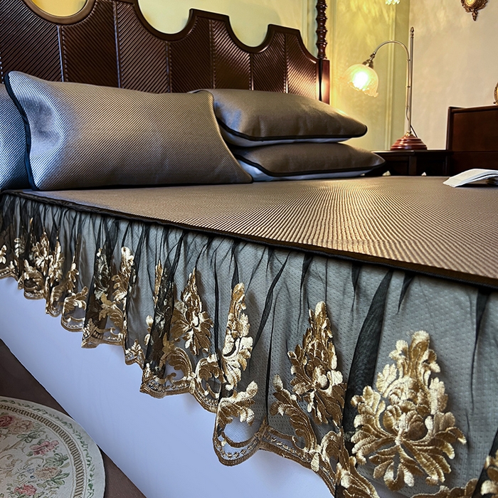 91家纺网 家纺一手货源 找家纺 网红馆（ck家纺） 2026新款床笠款冰藤席夏日记忆系列 灰咖