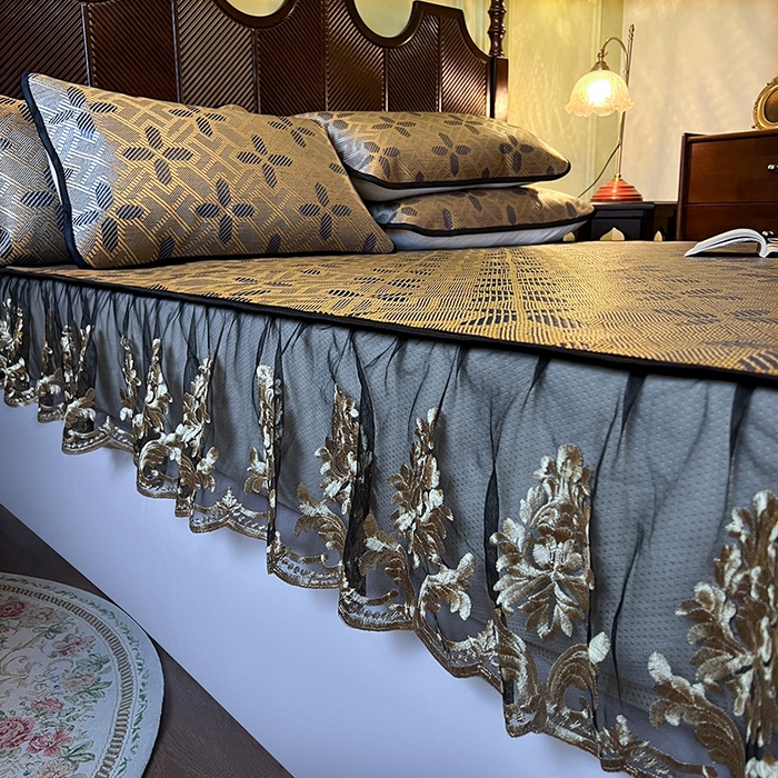 91家纺网 家纺一手货源 找家纺 网红馆（ck家纺） 2026新款床笠款冰藤席夏日记忆系列 钴蓝