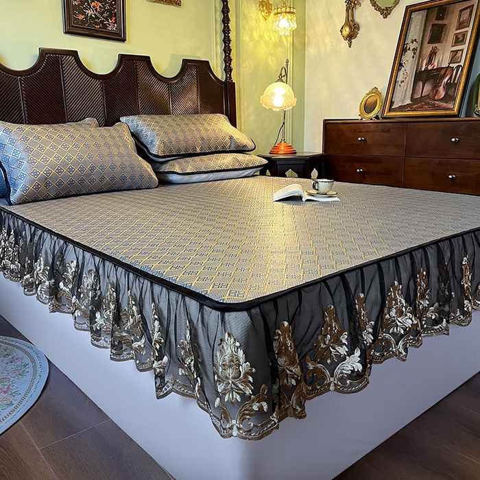 91家纺网 家纺一手货源 找家纺 网红馆（ck家纺） 2026新款床笠款冰藤席夏日记忆系列 花青