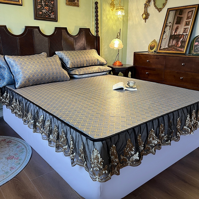 91家纺网 家纺一手货源 找家纺 网红馆（ck家纺） 2026新款床笠款冰藤席夏日记忆系列 花青