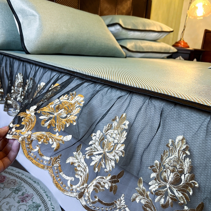 91家纺网 家纺一手货源 找家纺 网红馆（ck家纺） 2026新款床笠款冰藤席夏日记忆系列 荷绿