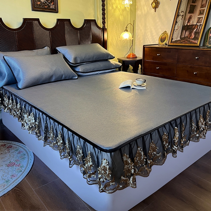 91家纺网 家纺一手货源 找家纺 网红馆（ck家纺） 2026新款床笠款冰藤席夏日记忆系列 蓝灰