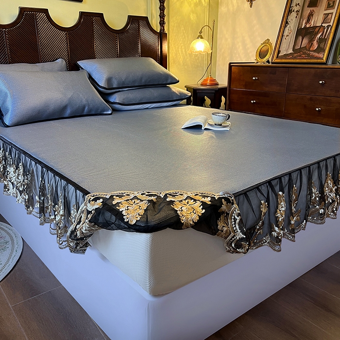 91家纺网 家纺一手货源 找家纺 网红馆（ck家纺） 2026新款床笠款冰藤席夏日记忆系列 蓝灰