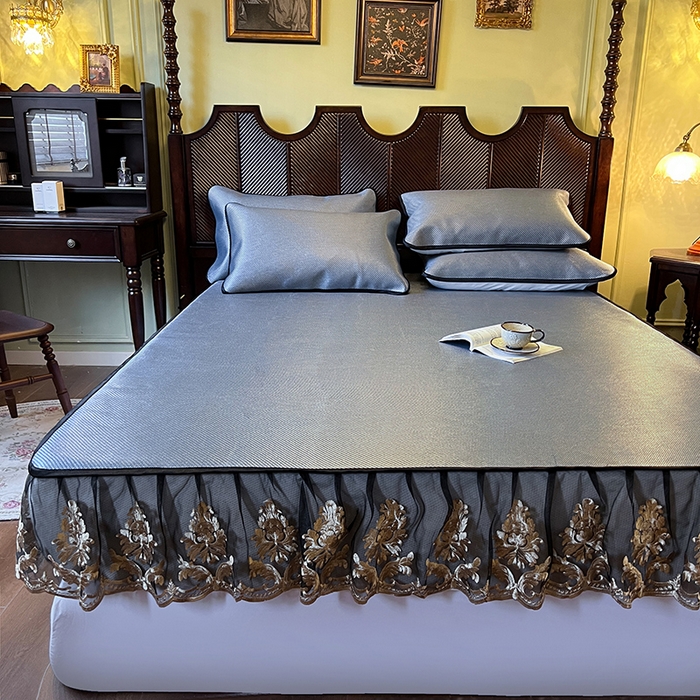 91家纺网 家纺一手货源 找家纺 网红馆（ck家纺） 2026新款床笠款冰藤席夏日记忆系列 蓝灰