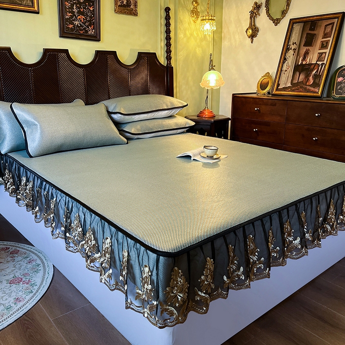 91家纺网 家纺一手货源 找家纺 网红馆（ck家纺） 2026新款床笠款冰藤席夏日记忆系列 荷绿