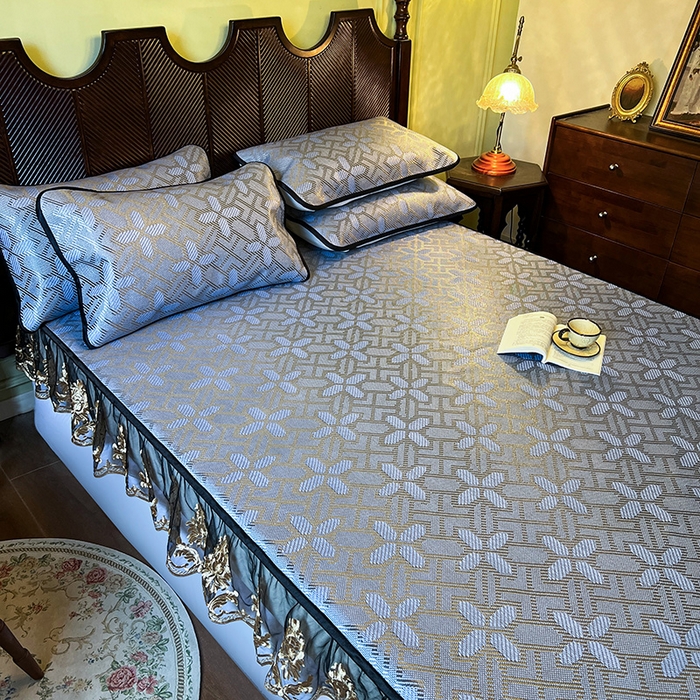 91家纺网 家纺一手货源 找家纺 网红馆（ck家纺） 2026新款床笠款冰藤席夏日记忆系列 雾清