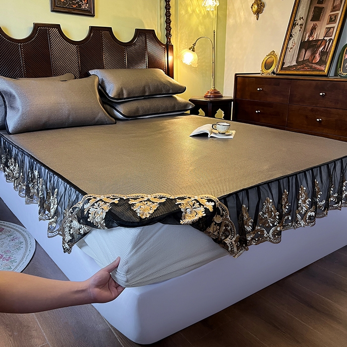 91家纺网 家纺一手货源 找家纺 网红馆（ck家纺） 2026新款床笠款冰藤席夏日记忆系列 灰咖