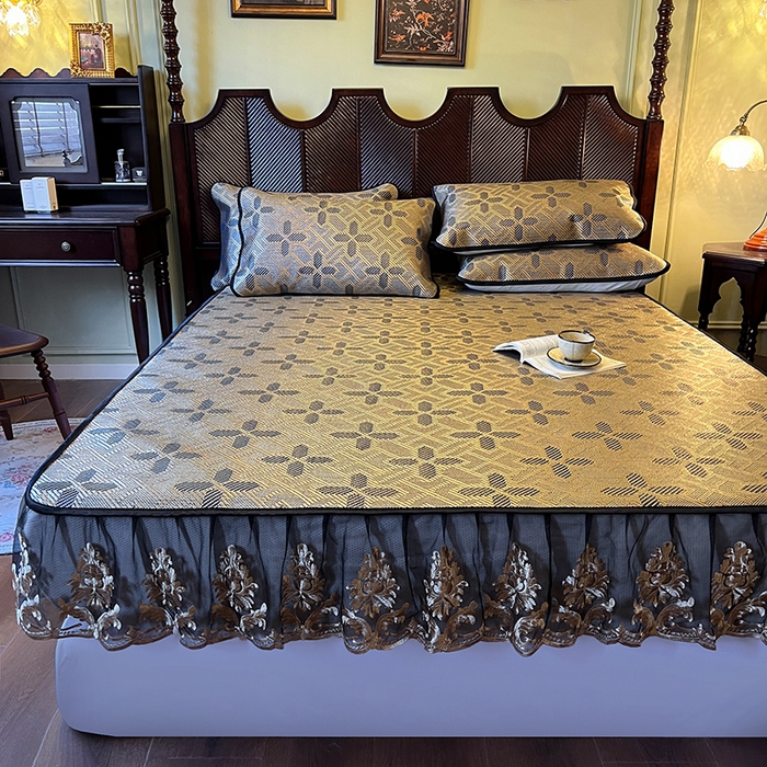 91家纺网 家纺一手货源 找家纺 网红馆（ck家纺） 2026新款床笠款冰藤席夏日记忆系列 钴蓝