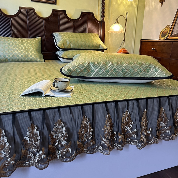 91家纺网 家纺一手货源 找家纺 网红馆（ck家纺） 2026新款床笠款冰藤席夏日记忆系列 葱绿