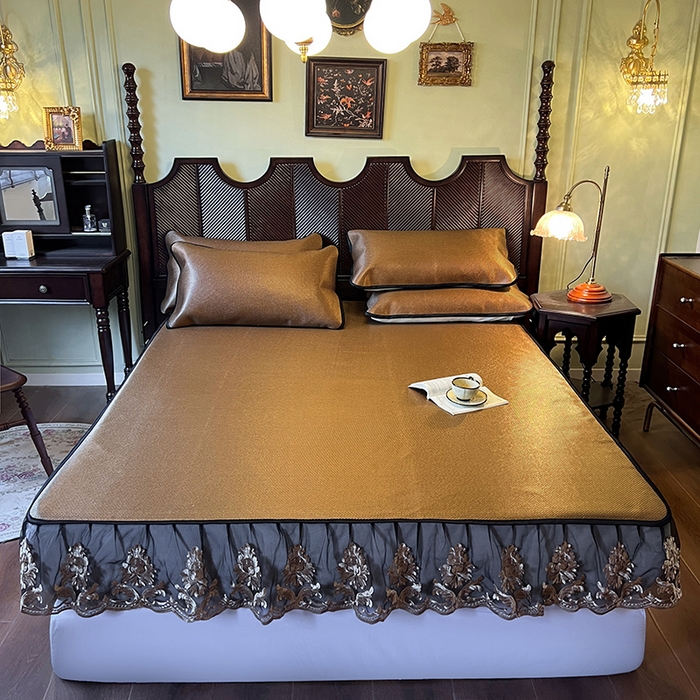 网红馆（ck家纺） 2026新款床笠款冰藤席夏日记忆系列 栗棕