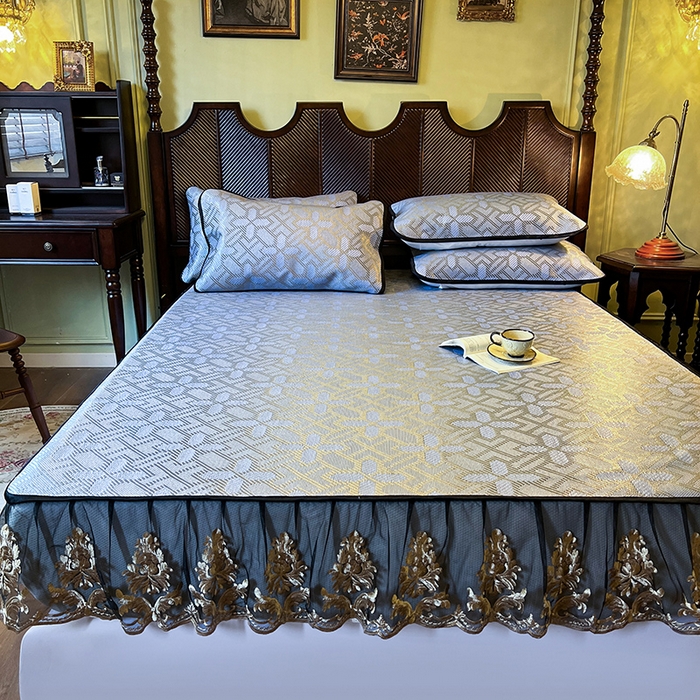 91家纺网 家纺一手货源 找家纺 网红馆（ck家纺） 2026新款床笠款冰藤席夏日记忆系列 雾清