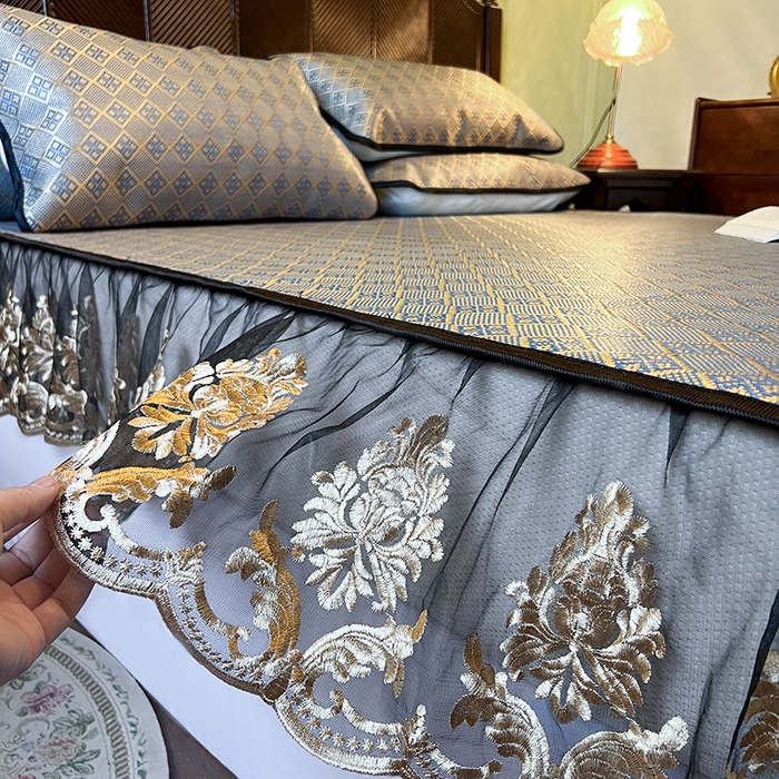 91家纺网 家纺一手货源 找家纺 网红馆（ck家纺） 2026新款床笠款冰藤席夏日记忆系列 花青