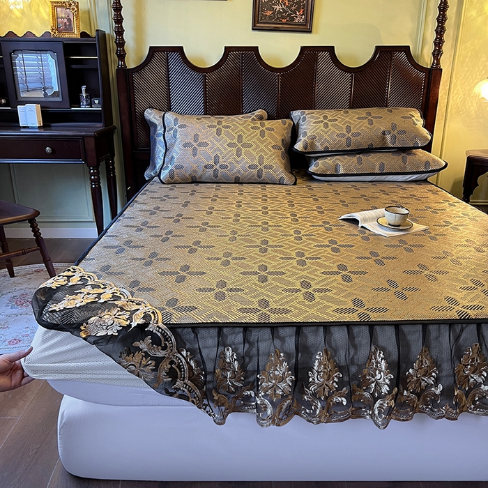 91家纺网 家纺一手货源 找家纺 网红馆（ck家纺） 2026新款床笠款冰藤席夏日记忆系列 钴蓝