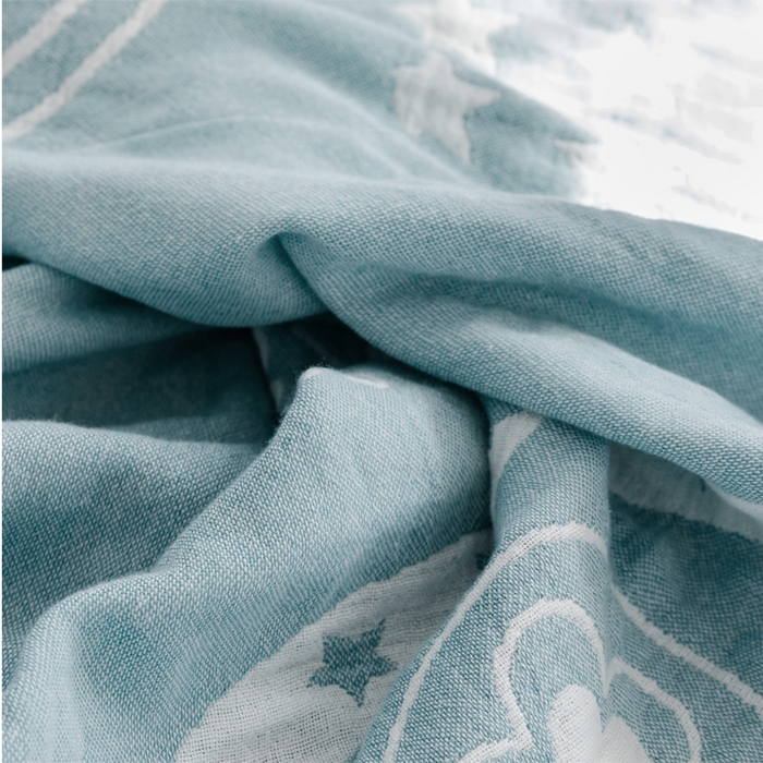 91家纺网 家纺一手货源 找家纺 朴尔家纺-毛巾被 2026春夏新款加厚三层水洗棉全棉纯棉纱布毛巾被夏被夏凉被空调被 星星点点-兰