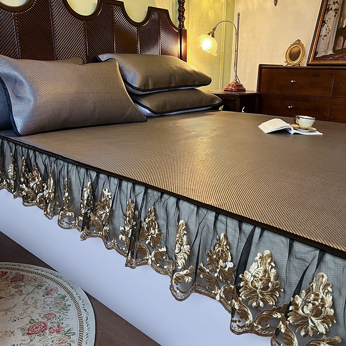 91家纺网 家纺一手货源 找家纺 网红馆（ck家纺） 2026新款床笠款冰藤席夏日记忆系列 灰咖