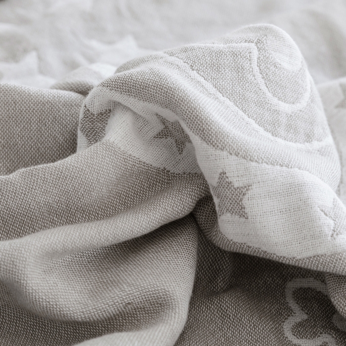 91家纺网 家纺一手货源 找家纺 朴尔家纺-毛巾被 2026春夏新款加厚三层水洗棉全棉纯棉纱布毛巾被夏被夏凉被空调被 星星点点-浅灰