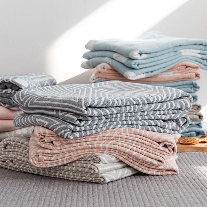 91家纺网 家纺一手货源 找家纺 朴尔家纺-毛巾被 2026春夏新款加厚三层水洗棉全棉纯棉纱布毛巾被夏被夏凉被空调被 组合图仅供展示不可下单