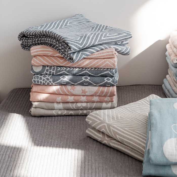 91家纺网 家纺一手货源 找家纺 朴尔家纺-毛巾被 2026春夏新款加厚三层水洗棉全棉纯棉纱布毛巾被夏被夏凉被空调被 组合图仅供展示不可下单