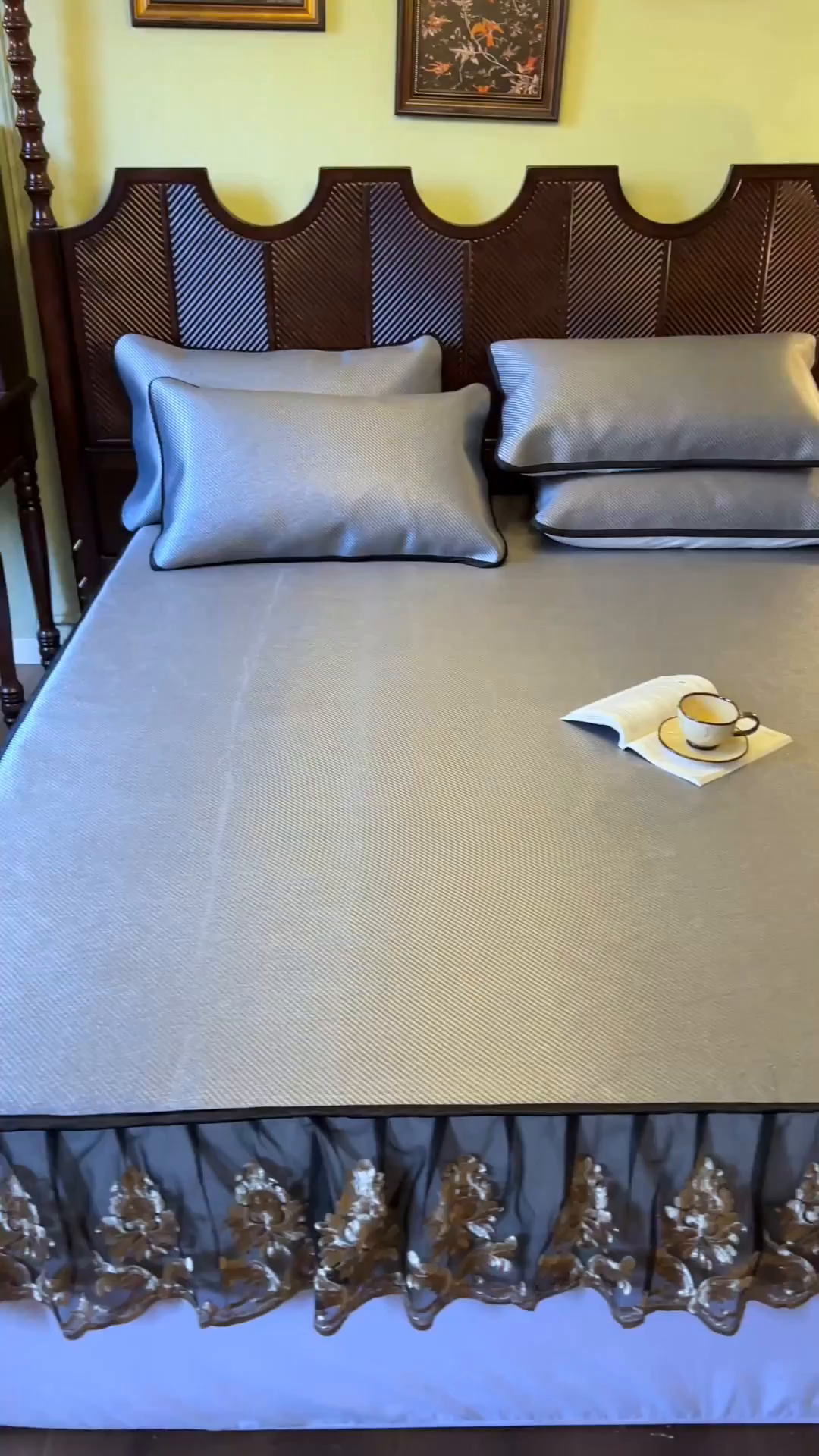 91家纺网 家纺一手货源 找家纺 网红馆（ck家纺） 2026新款床笠款冰藤席夏日记忆系列 蓝灰