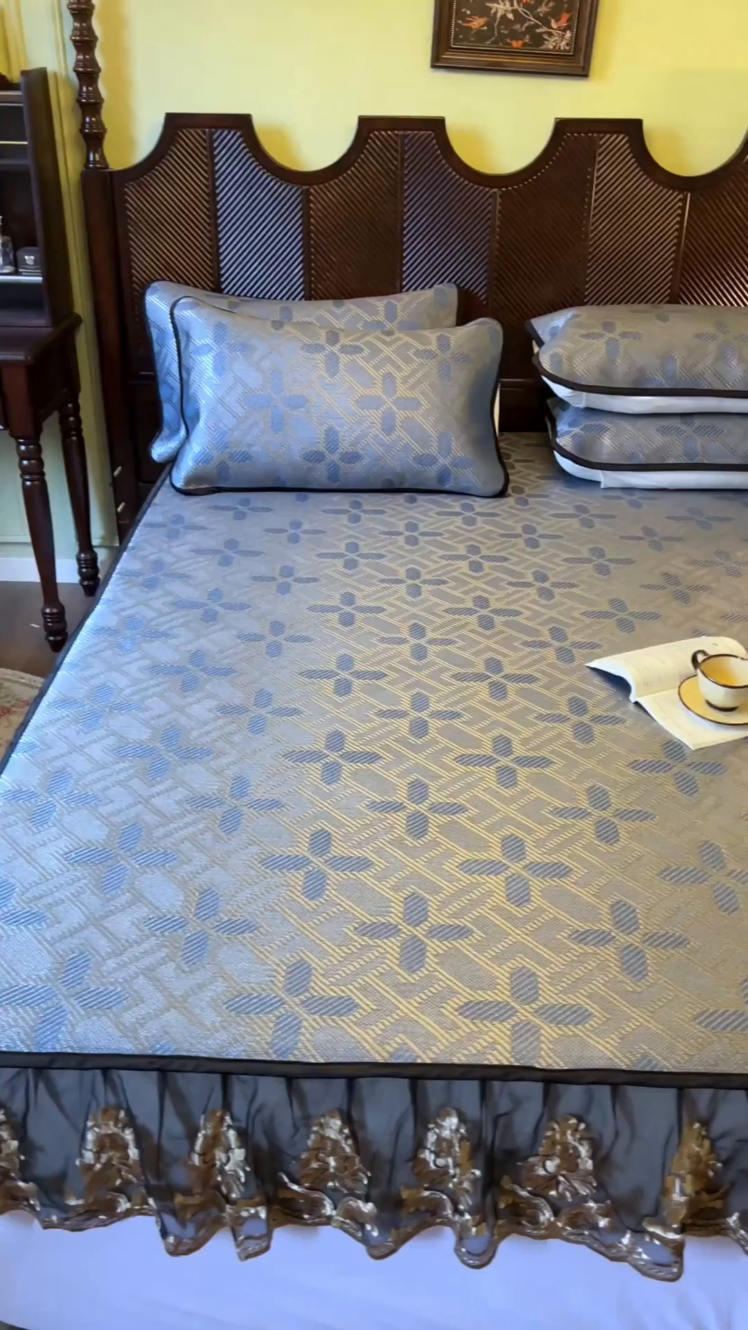 91家纺网 家纺一手货源 找家纺 网红馆（ck家纺） 2026新款床笠款冰藤席夏日记忆系列 蔚蓝