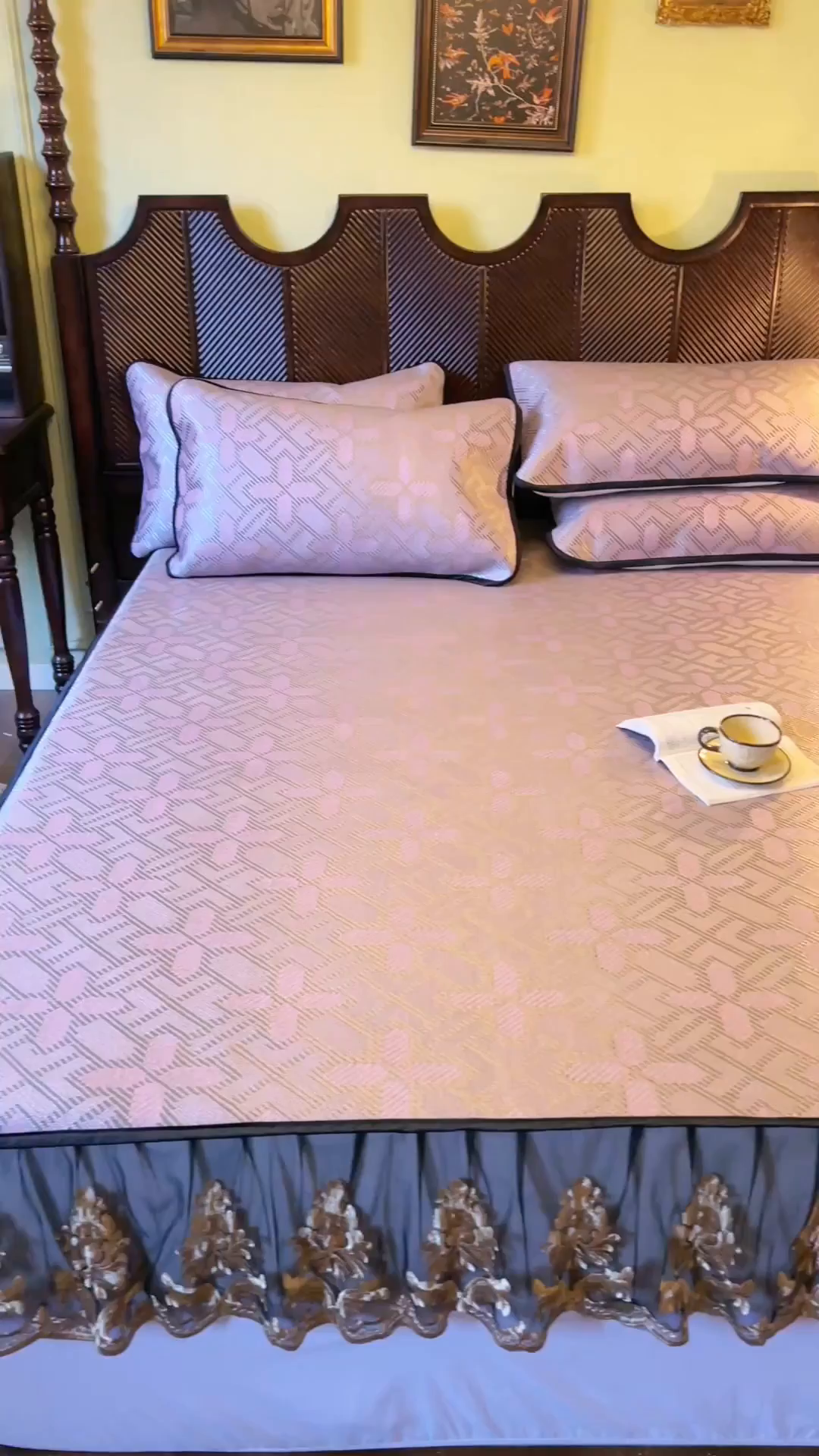 91家纺网 家纺一手货源 找家纺 网红馆（ck家纺） 2026新款床笠款冰藤席夏日记忆系列 莲红