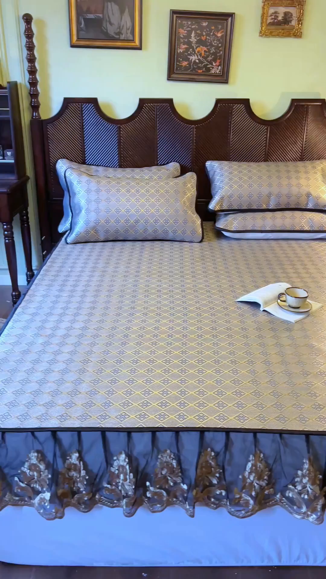 91家纺网 家纺一手货源 找家纺 网红馆（ck家纺） 2026新款床笠款冰藤席夏日记忆系列 花青