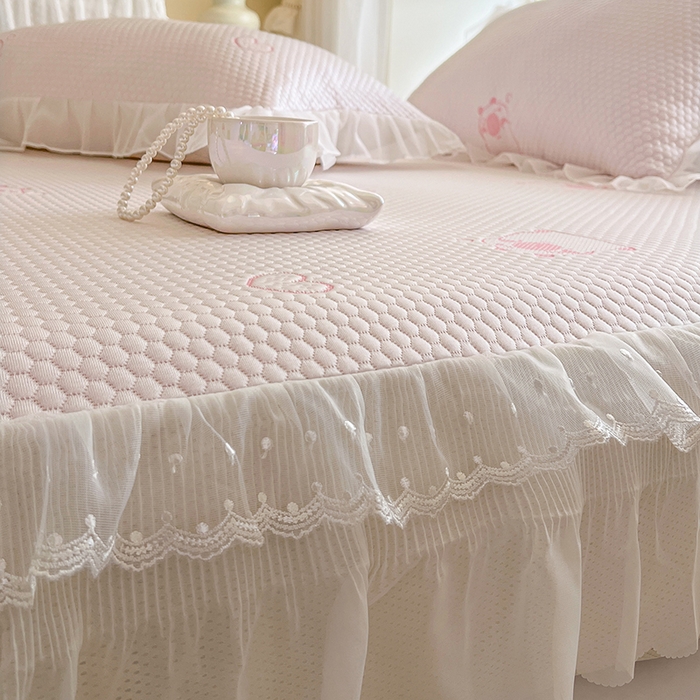 91家纺网 家纺一手货源 找家纺 （总）网红馆（ck家纺） 2026新款小清新床笠式床裙豆豆凉席三件套