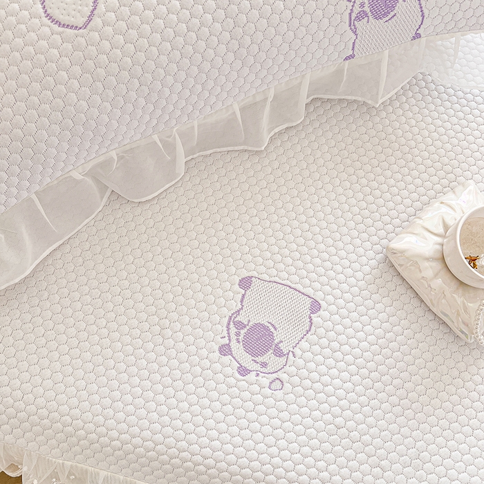 91家纺网 家纺一手货源 找家纺 网红馆（ck家纺） 2026新款小清新床笠式床裙豆豆凉席三件套 可爱巴拉-紫