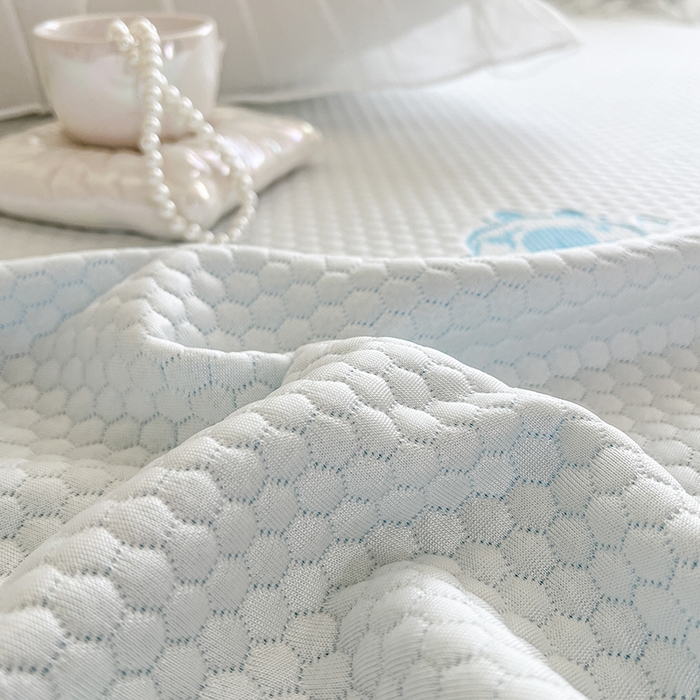 91家纺网 家纺一手货源 找家纺 网红馆（ck家纺） 2026新款小清新床笠式床裙豆豆凉席三件套 可爱巴拉-天蓝