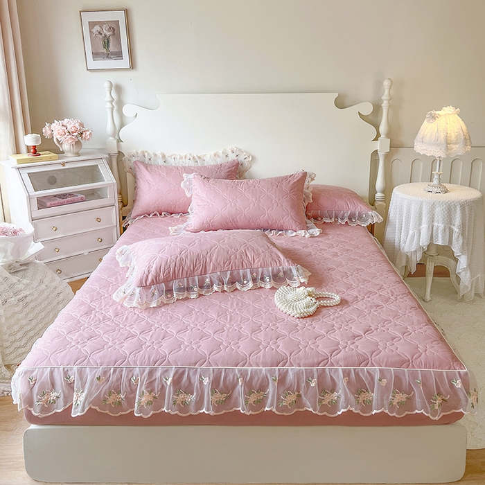 91家纺网 家纺一手货源 找家纺 （总）网红馆（ck家纺） 2026新款全棉蕾丝花边床裙款床笠晨暮花间系列