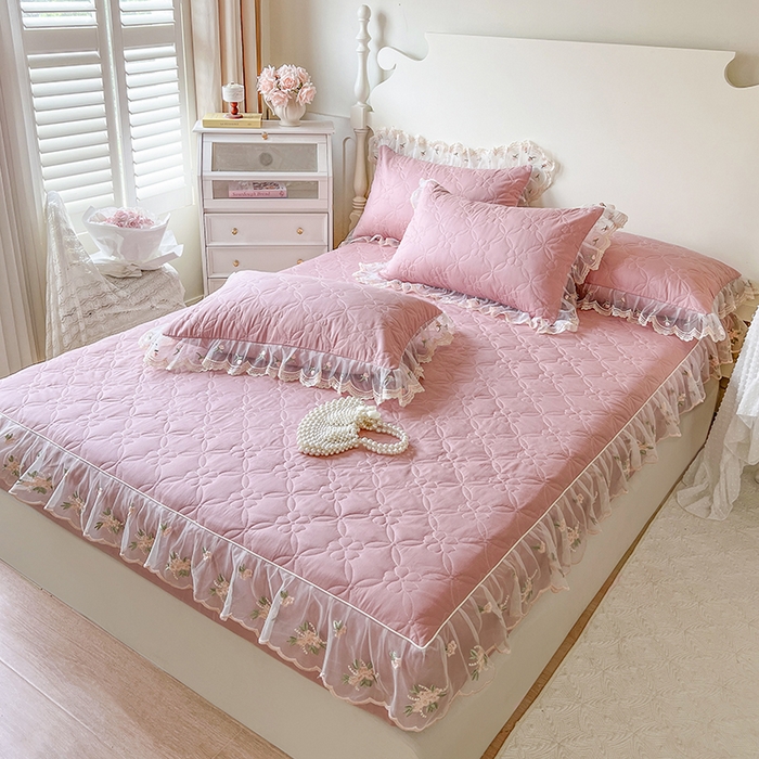 91家纺网 家纺一手货源 找家纺 （总）网红馆（ck家纺） 2026新款全棉蕾丝花边床裙款床笠晨暮花间系列