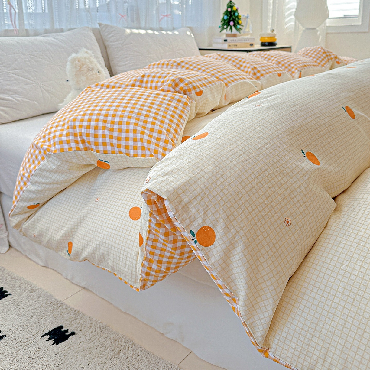 91家纺网 家纺一手货源 找家纺 恩泽家纺 2026春夏新款全棉12868印花四件套单品系列-单被套-提供买家秀，预留缩水率 甜小桔