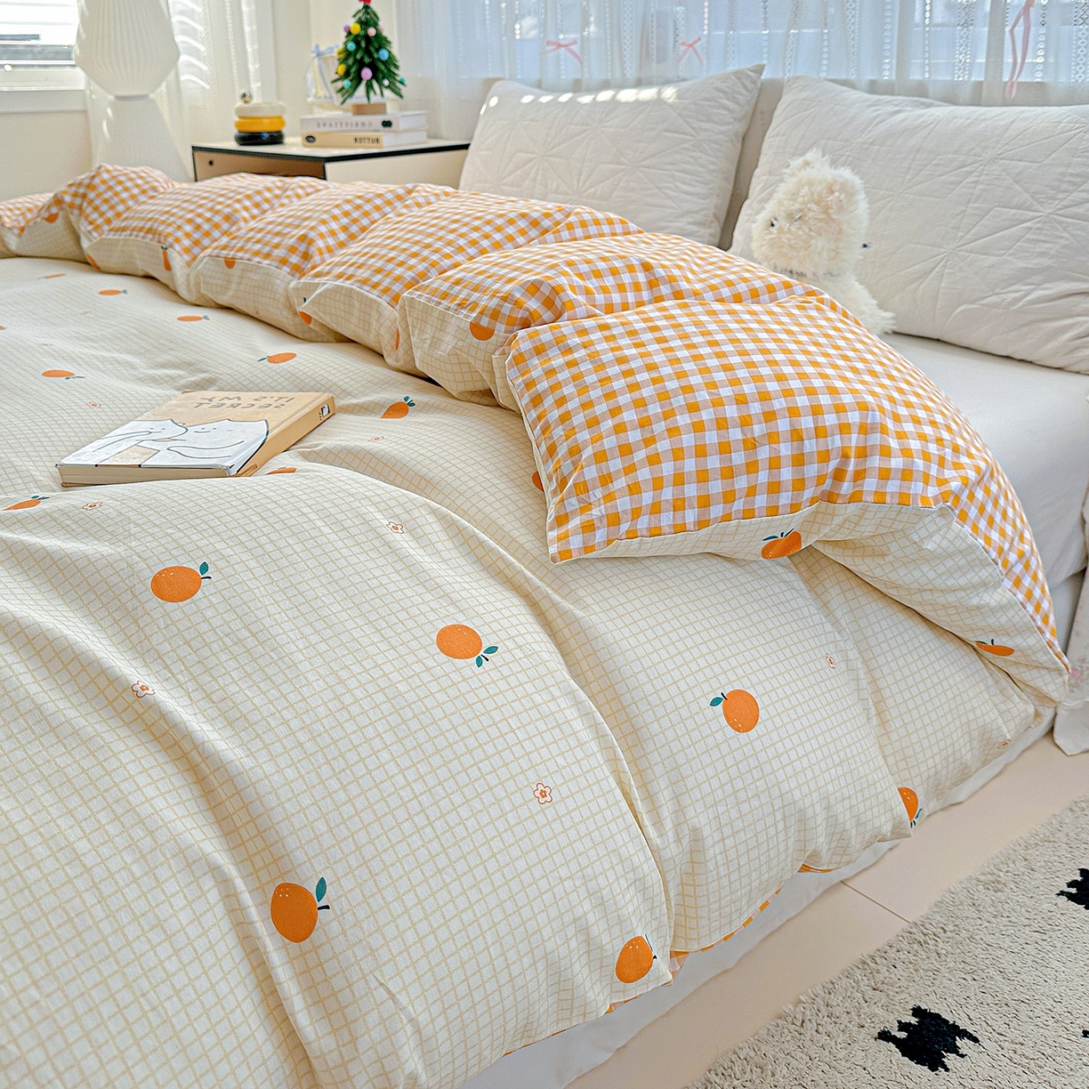 91家纺网 家纺一手货源 找家纺 恩泽家纺 2026春夏新款全棉12868印花四件套单品系列-单被套-提供买家秀，预留缩水率 甜小桔