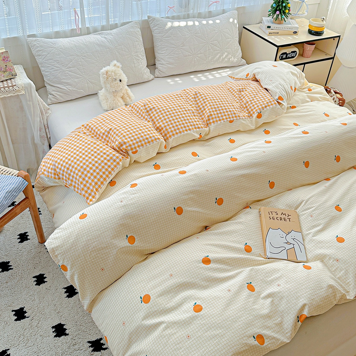 91家纺网 家纺一手货源 找家纺 恩泽家纺 2026春夏新款全棉12868印花四件套单品系列-单被套-提供买家秀，预留缩水率 甜小桔