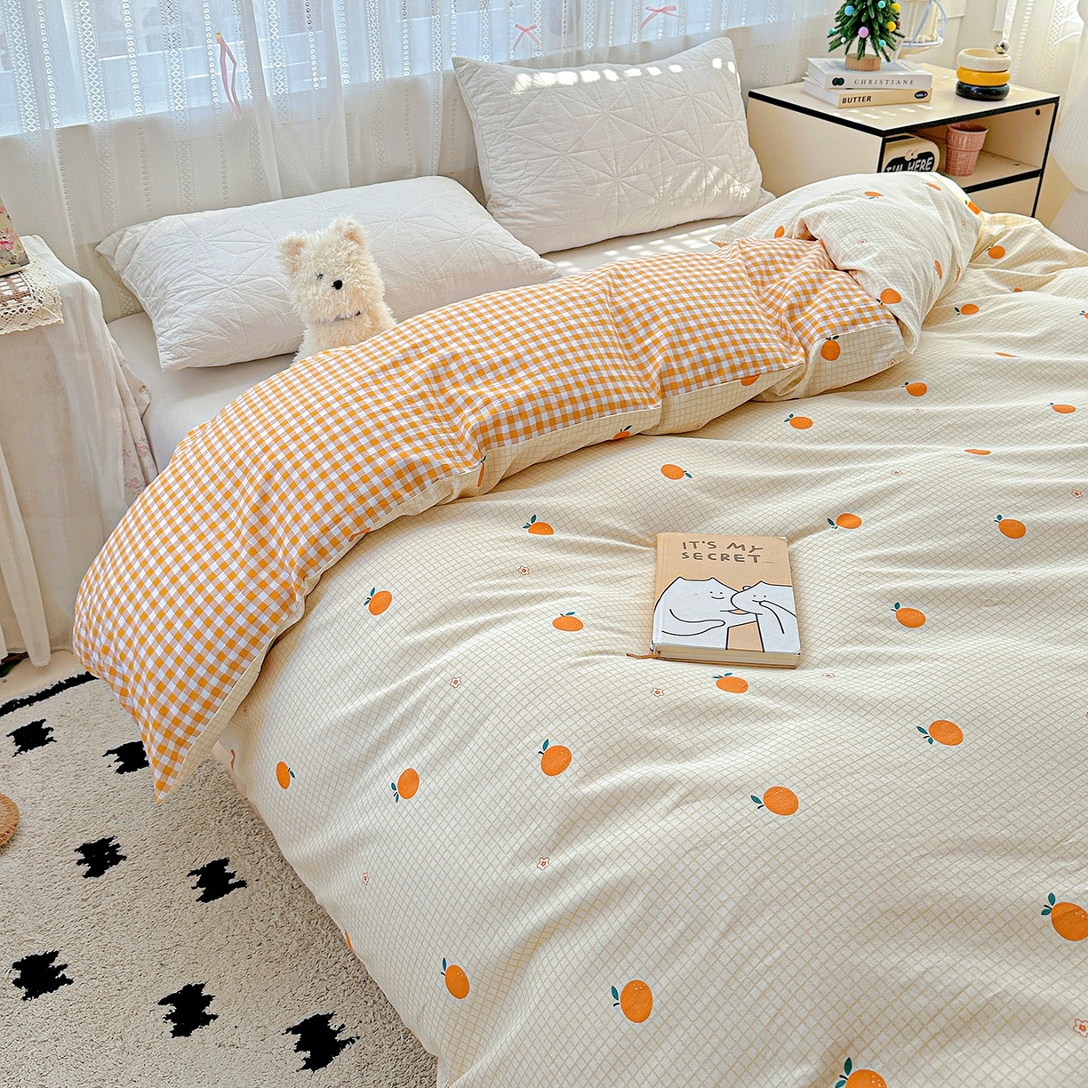 91家纺网 家纺一手货源 找家纺 恩泽家纺 2026春夏新款全棉12868印花四件套单品系列-单被套-提供买家秀，预留缩水率 甜小桔