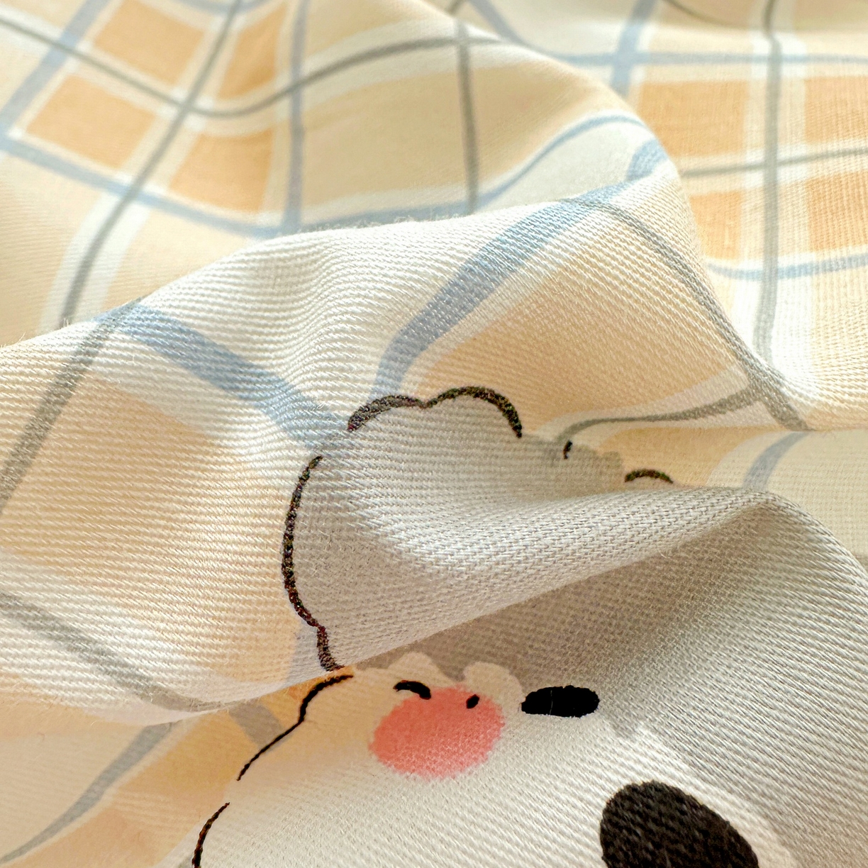 91家纺网 家纺一手货源 找家纺 恩泽家纺 2026春夏新款全棉12868印花四件套单品系列-单被套-提供买家秀，预留缩水率 甜心汪·咖